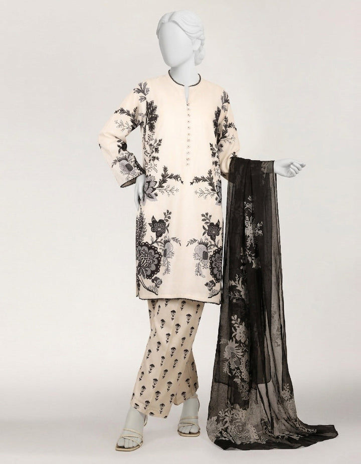 White Stitched Suit - J. Junaid Jamshed