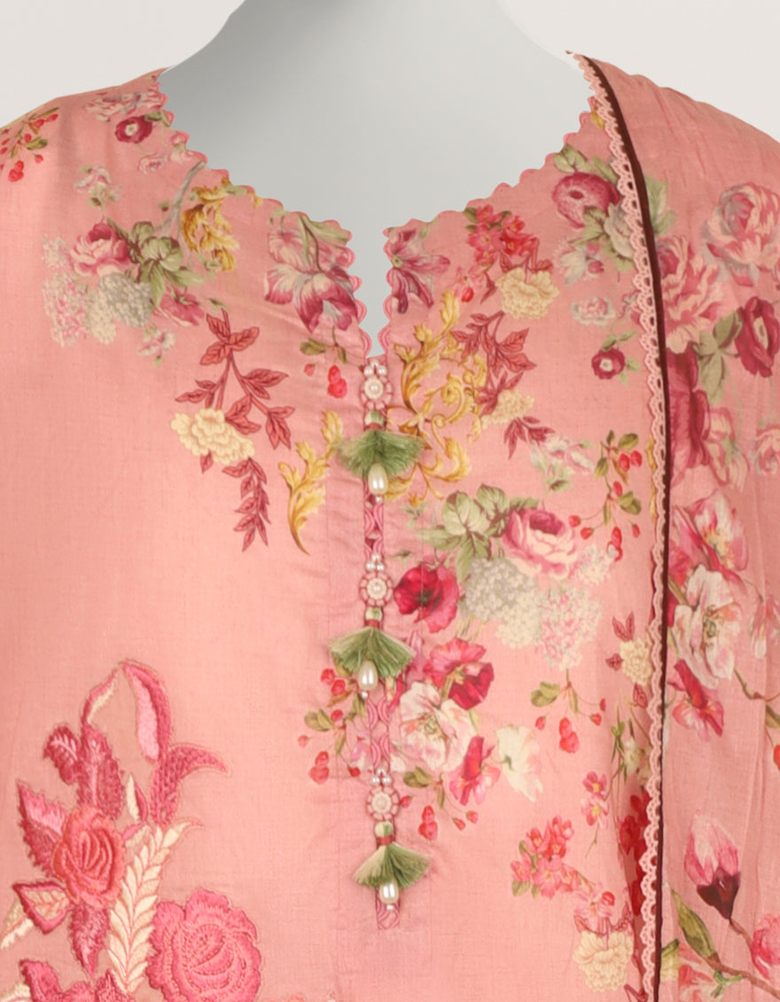 Lawn Pink Stitched Suit - J. Junaid Jamshed