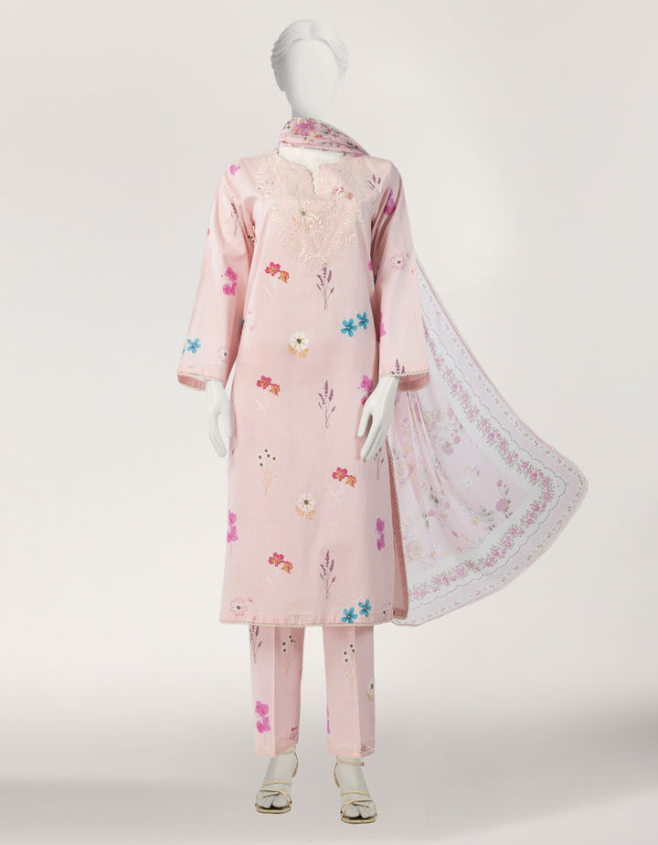 Lawn Pink Stitched Suit - J. Junaid Jamshed