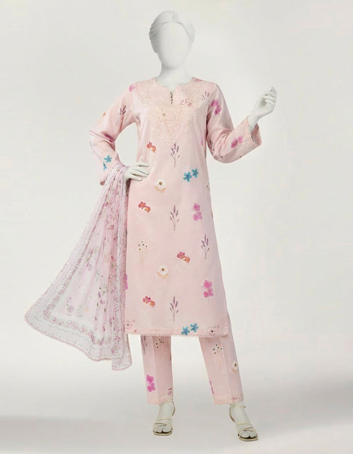 Lawn Pink Stitched Suit - J. Junaid Jamshed