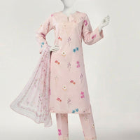 Lawn Pink Stitched Suit - J. Junaid Jamshed