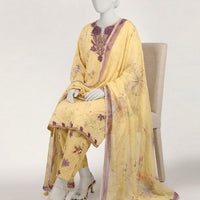 Lawn Yellow Stitched Suit - J. Junaid Jamshed