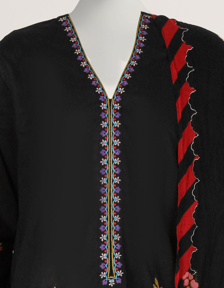 Lawn Black Stitched Suit - J. Junaid Jamshed
