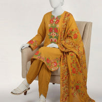Lawn Mustard Stitched Suit - J. Junaid Jamshed