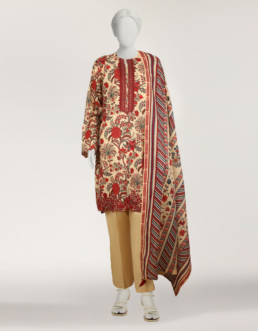 Lawn Multicolor Stitched Suit - J. Junaid Jamshed