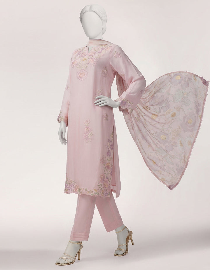 Lawn Pink Stitched Suit - J. Junaid Jamshed