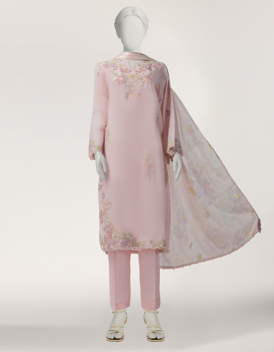 Lawn Pink Stitched Suit - J. Junaid Jamshed