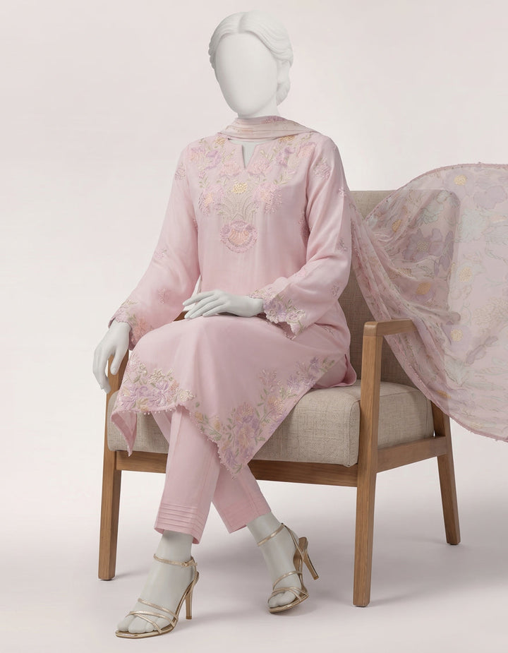 Lawn Pink Stitched Suit - J. Junaid Jamshed