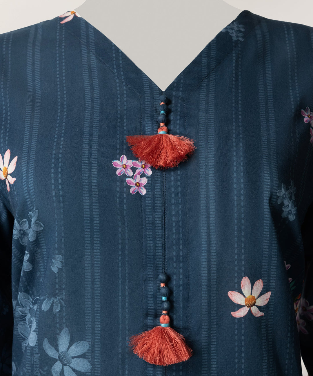 Lawn Dark Blue Stitched Suit - J. Junaid Jamshed