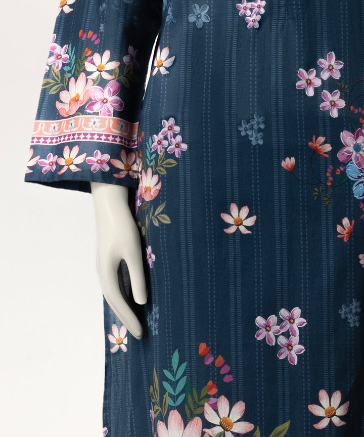 Lawn Dark Blue Stitched Suit - J. Junaid Jamshed