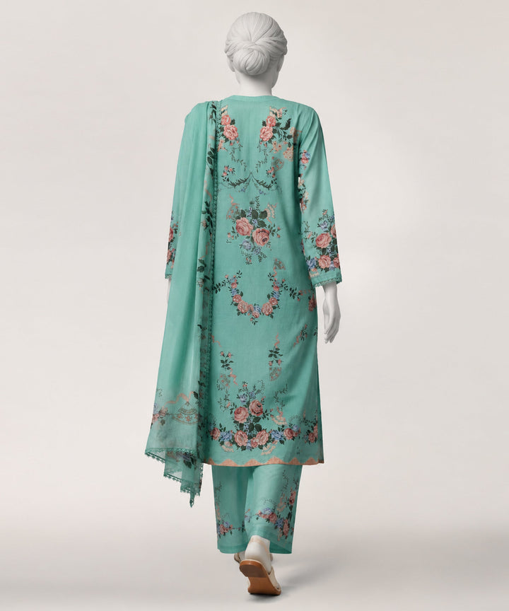 Lawn Aqua Green Stitched Suit - J. Junaid Jamshed