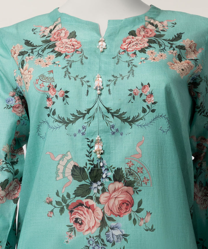 Lawn Aqua Green Stitched Suit - J. Junaid Jamshed