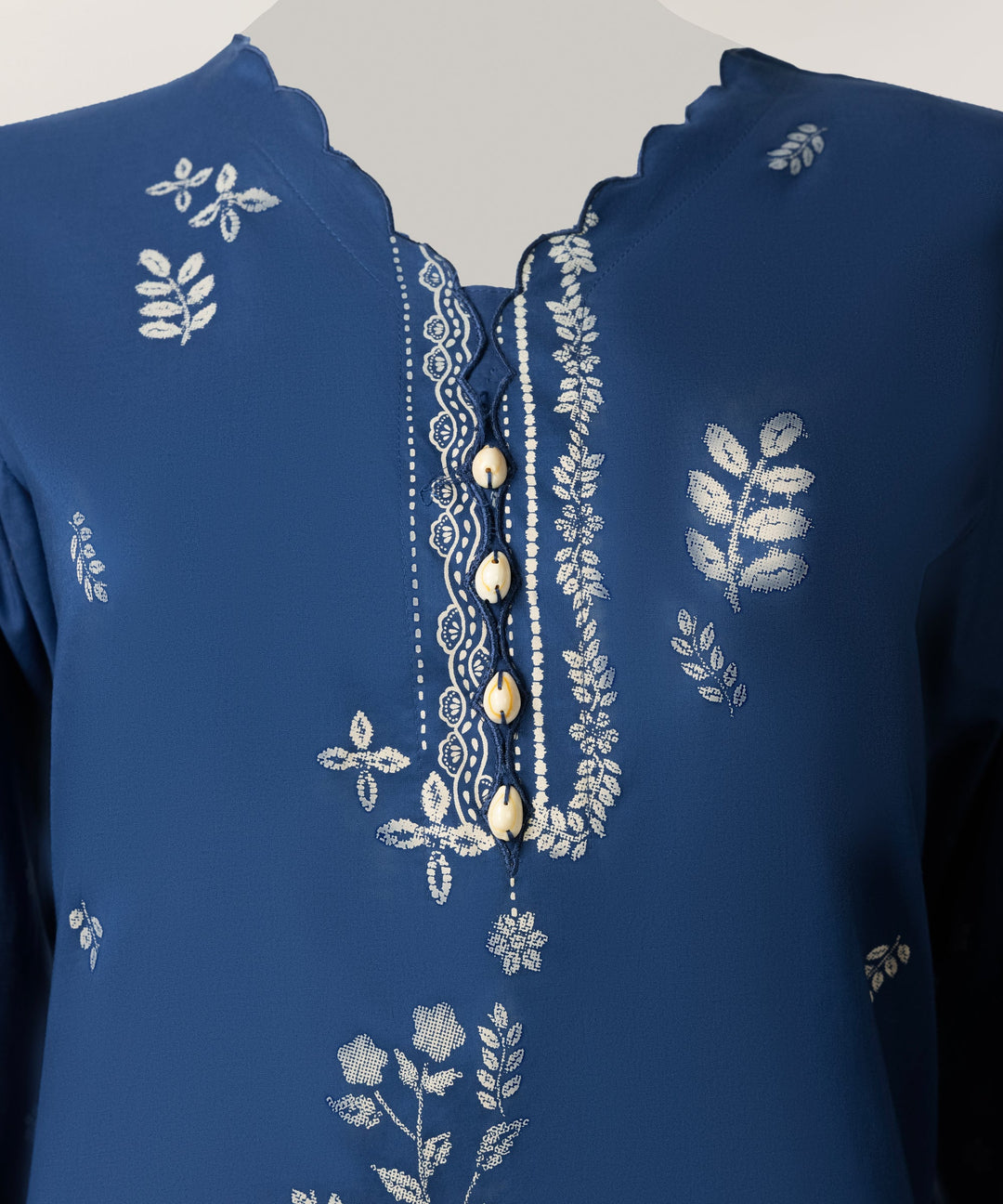 Lawn Blue Stitched Suit - J. Junaid Jamshed