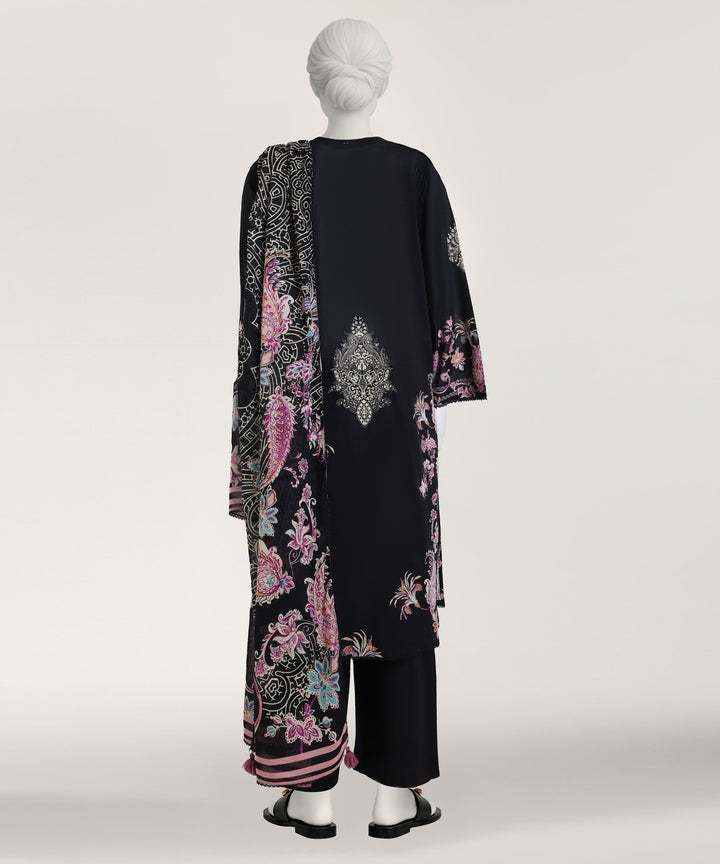 Lawn Black Stitched Suit - J. Junaid Jamshed