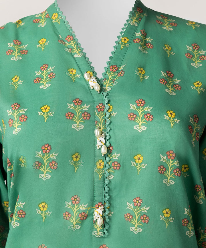 Lawn Green Stitched Suit - J. Junaid Jamshed