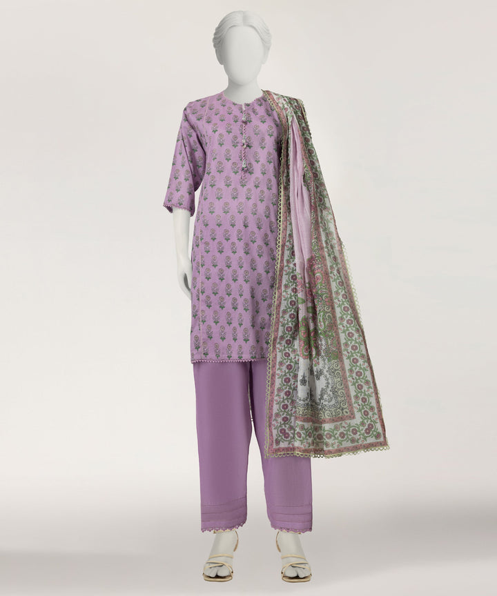 Lawn Purple Stitched Suit - J. Junaid Jamshed