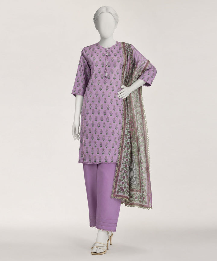 Lawn Purple Stitched Suit - J. Junaid Jamshed