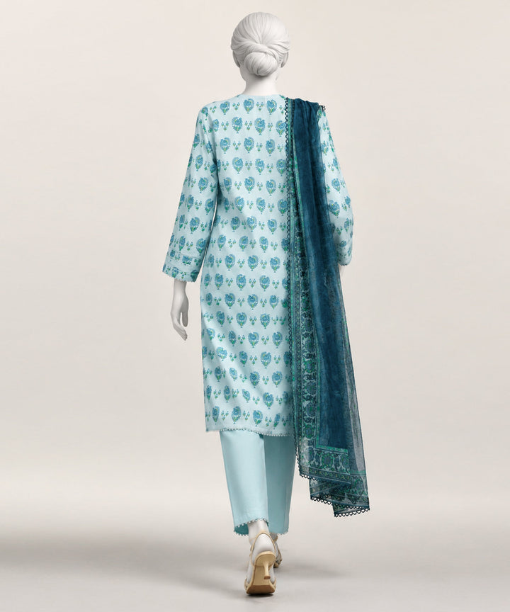 Lawn Sky Blue Stitched Suit - J. Junaid Jamshed