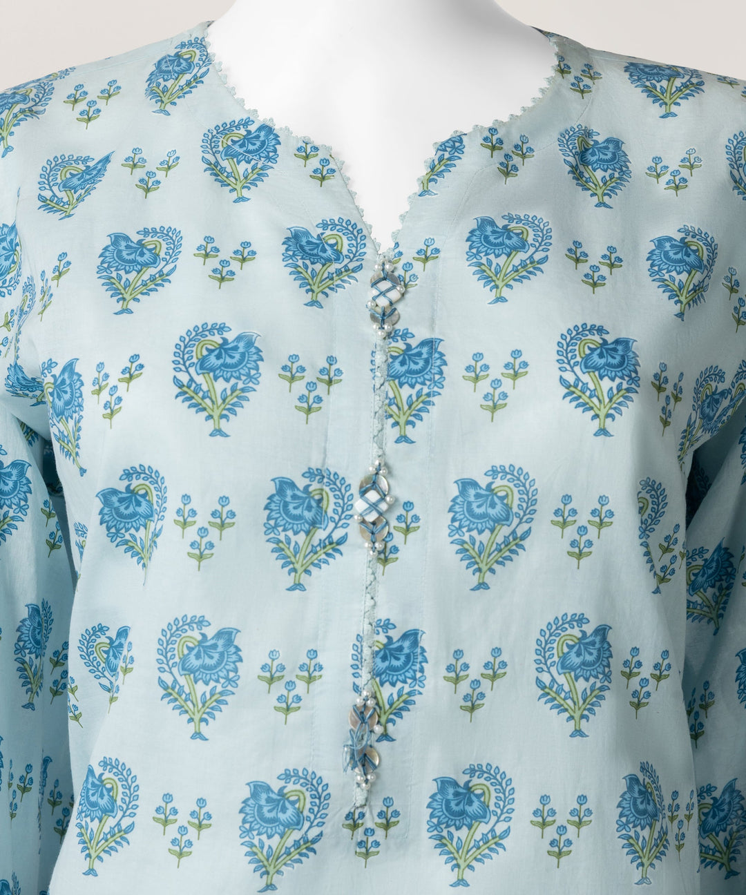 Lawn Sky Blue Stitched Suit - J. Junaid Jamshed