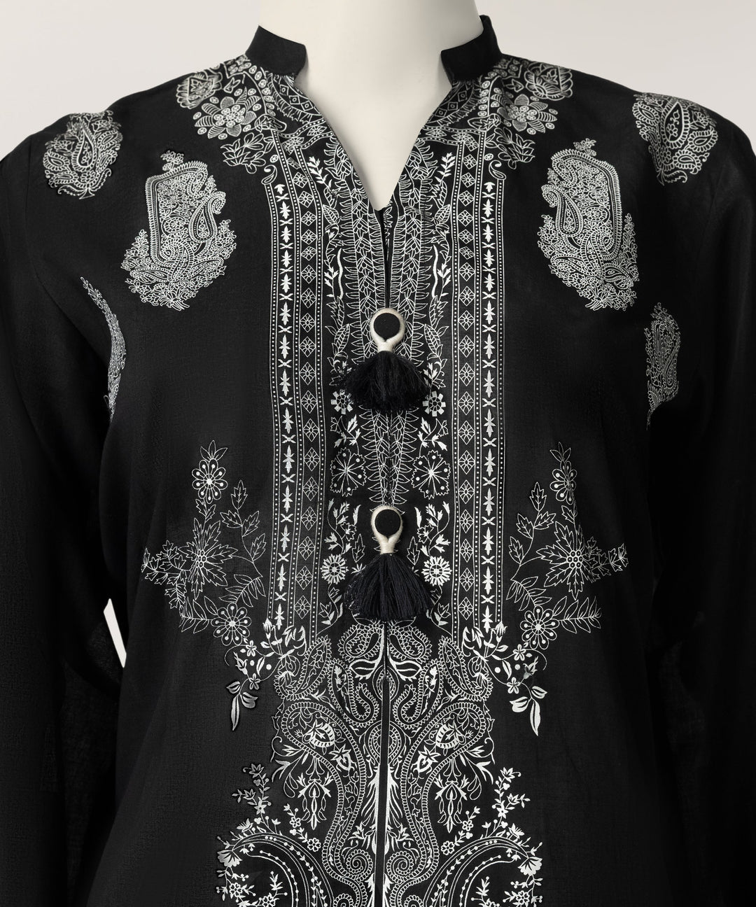 Lawn Black Stitched Suit - J. Junaid Jamshed