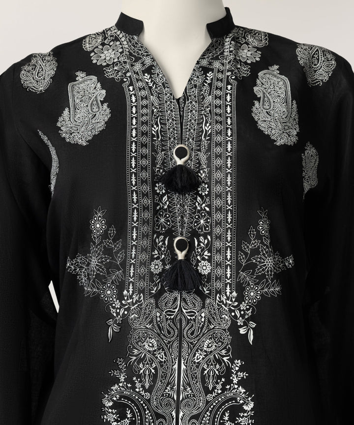 Lawn Black Stitched Suit - J. Junaid Jamshed