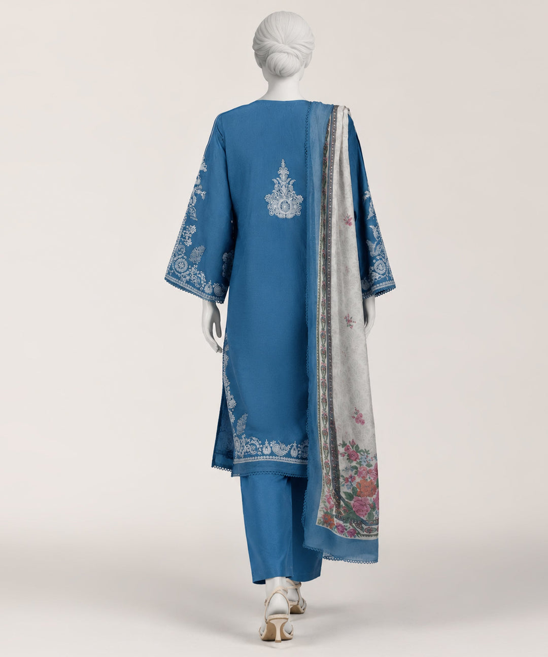 Lawn Blue Stitched Suit - J. Junaid Jamshed