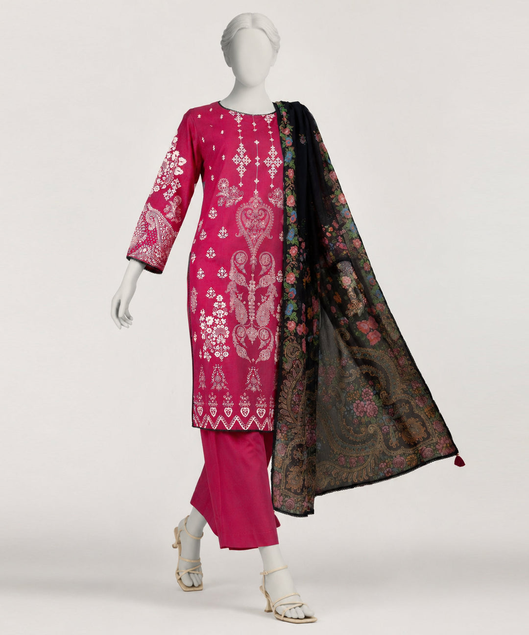 Lawn Pink Stitched Suit - J. Junaid Jamshed