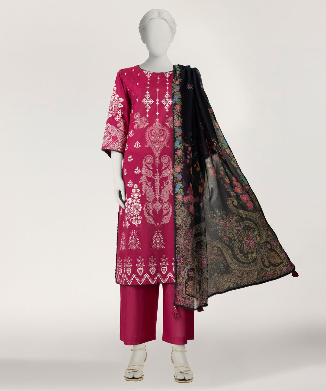 Lawn Pink Stitched Suit - J. Junaid Jamshed