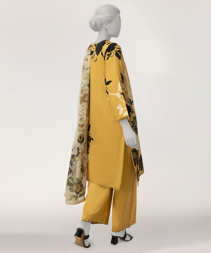 Lawn Yellow Stitched Suit - J. Junaid Jamshed
