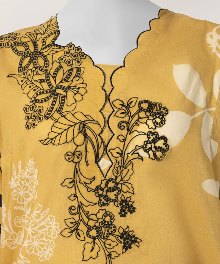 Lawn Yellow Stitched Suit - J. Junaid Jamshed