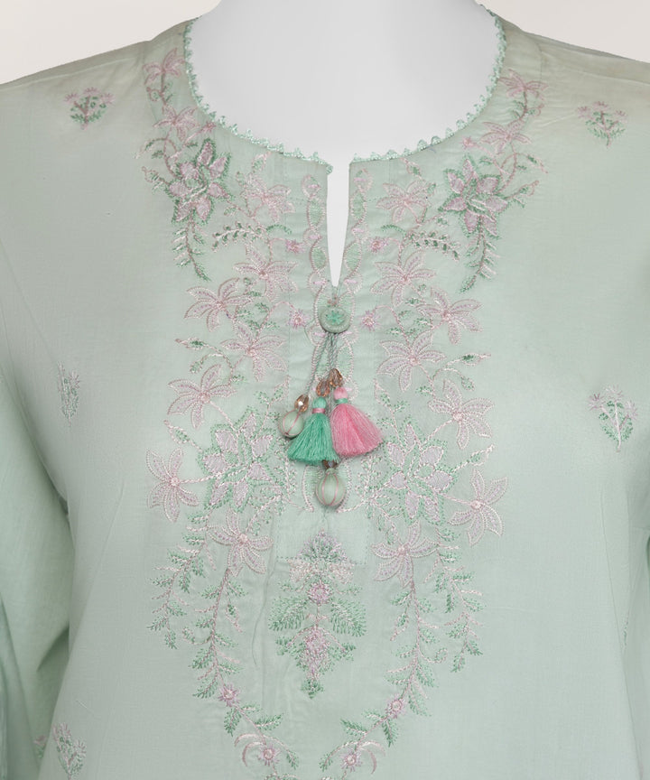 Lawn Green Stitched Suit - J. Junaid Jamshed