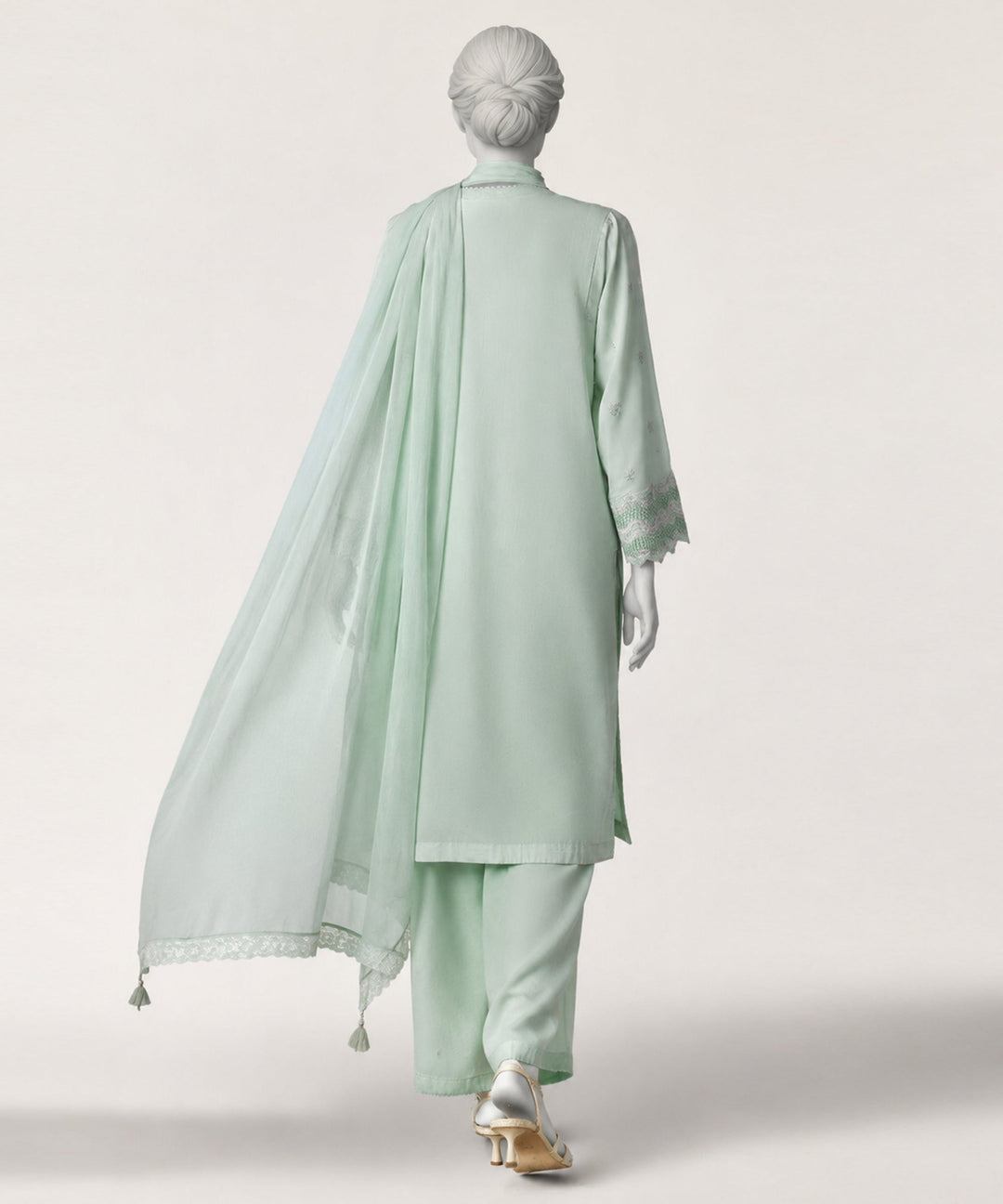 Lawn Green Stitched Suit - J. Junaid Jamshed