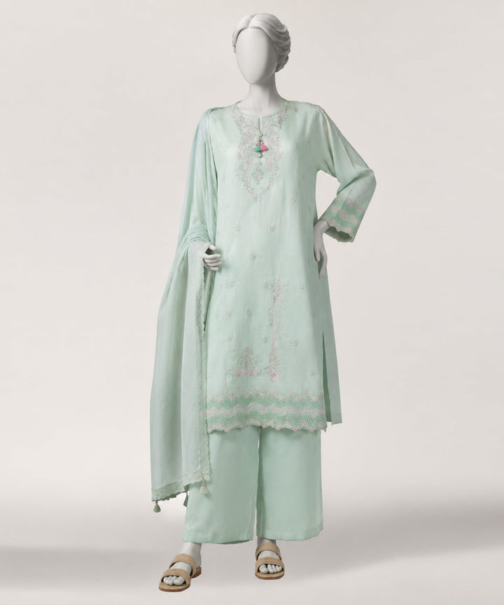 Lawn Green Stitched Suit - J. Junaid Jamshed