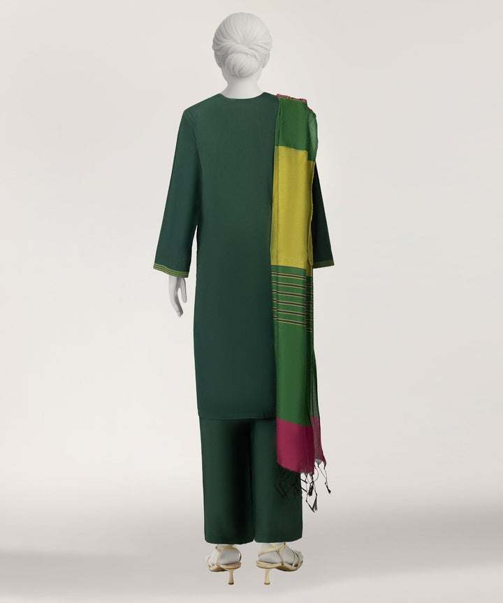 Jacquard Green Stitched Suit - J. Junaid Jamshed