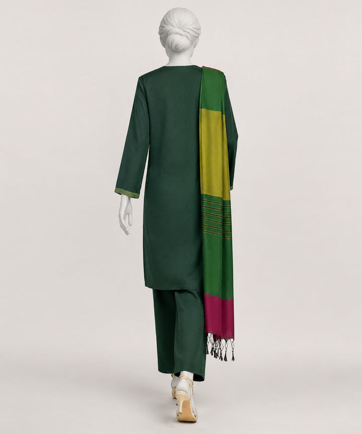 Jacquard Green Stitched Suit - J. Junaid Jamshed