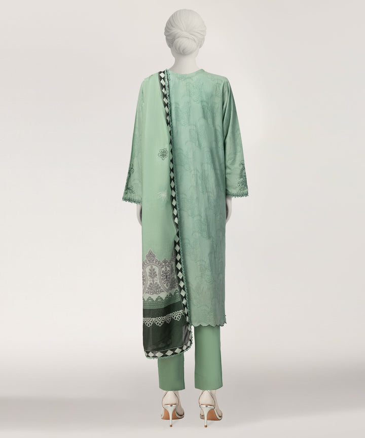 Jacquard Green Stitched Suit - J. Junaid Jamshed