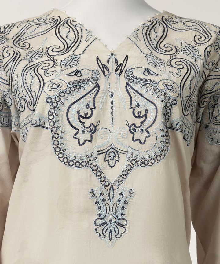 Dyed Jacquard Light Grey Stitched Suit - J. Junaid Jamshed