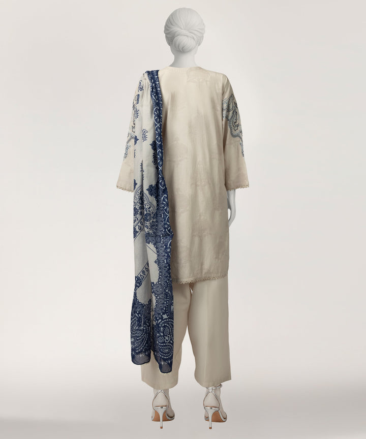Dyed Jacquard Light Grey Stitched Suit - J. Junaid Jamshed