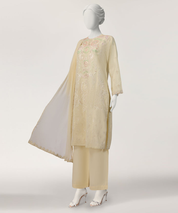 Lawn Yellow Stitched Suit - J. Junaid Jamshed