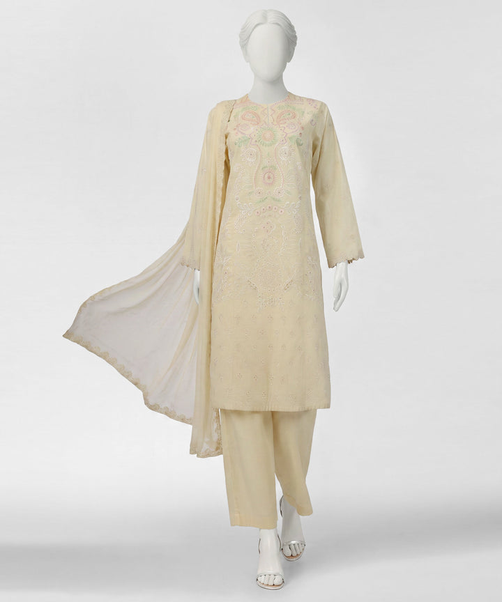 Lawn Yellow Stitched Suit - J. Junaid Jamshed