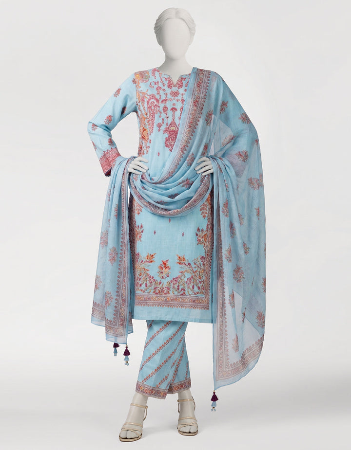 Viscose Blue Stitched Suit - J. Junaid Jamshed