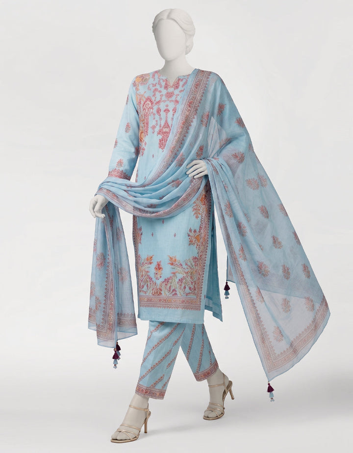 Viscose Blue Stitched Suit - J. Junaid Jamshed