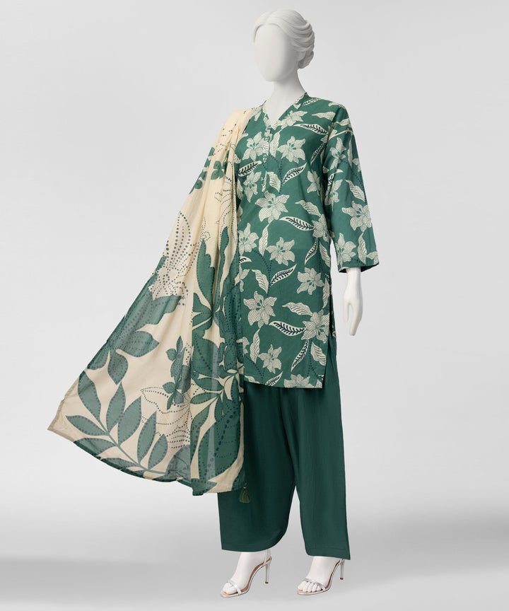 Liminal Green Stitched Suit - J. Junaid Jamshed