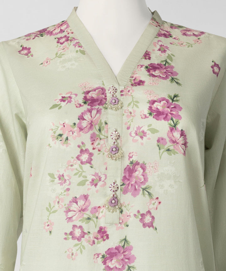 Lawn Light Green Stitched Suit - J. Junaid Jamshed