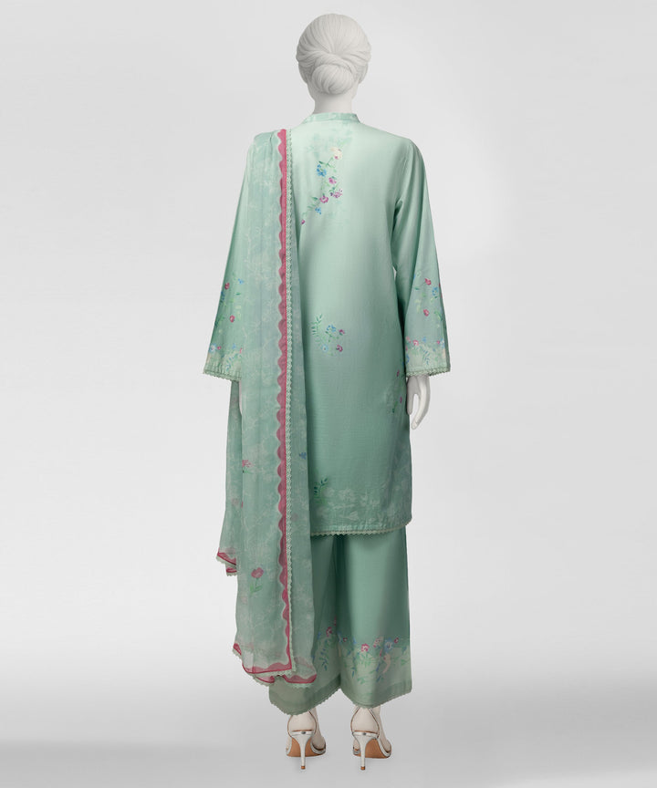 Lawn Green Stitched Suit - J. Junaid Jamshed