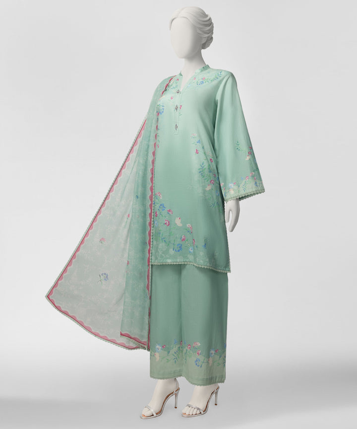 Lawn Green Stitched Suit - J. Junaid Jamshed
