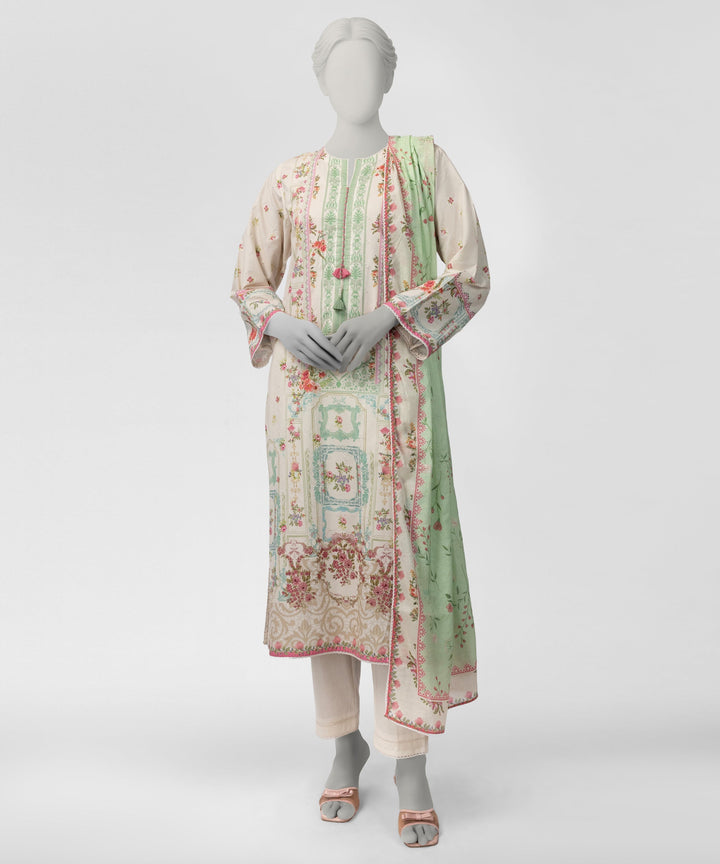 Dooriya Cream Stitched Suit - J. Junaid Jamshed