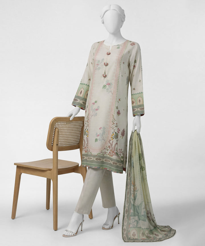 Viscose Off White Stitched Suit - J. Junaid Jamshed