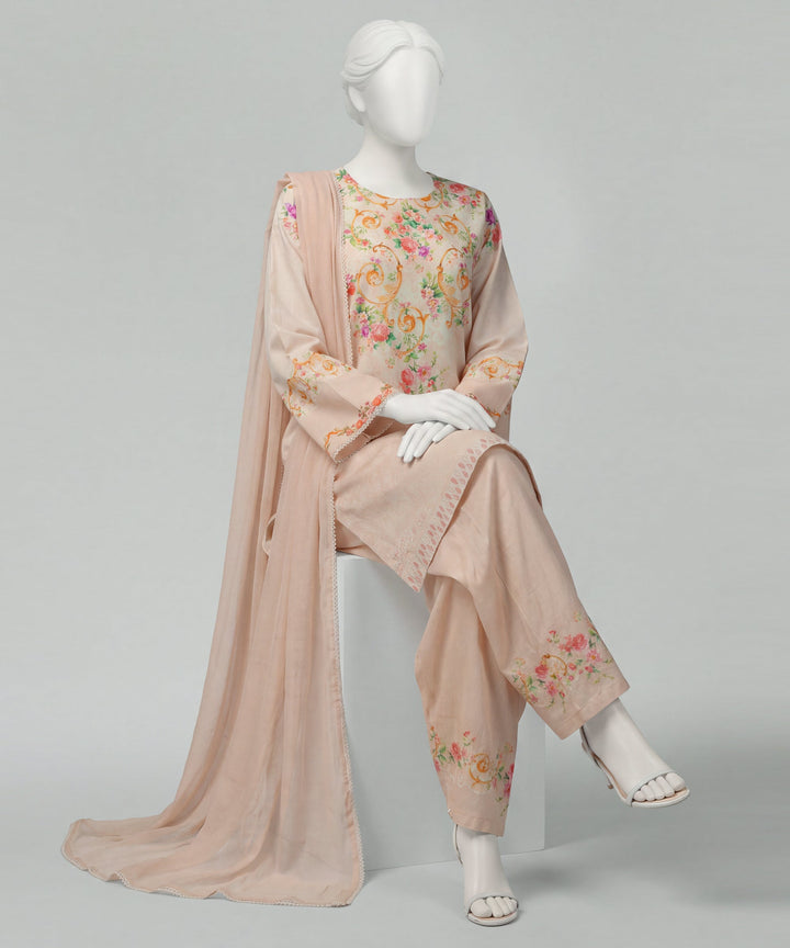 Liminal Peach Stitched Suit - J. Junaid Jamshed
