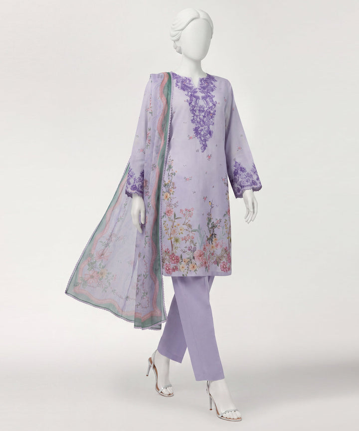 Textured Lilac Stitched Suit - J. Junaid Jamshed